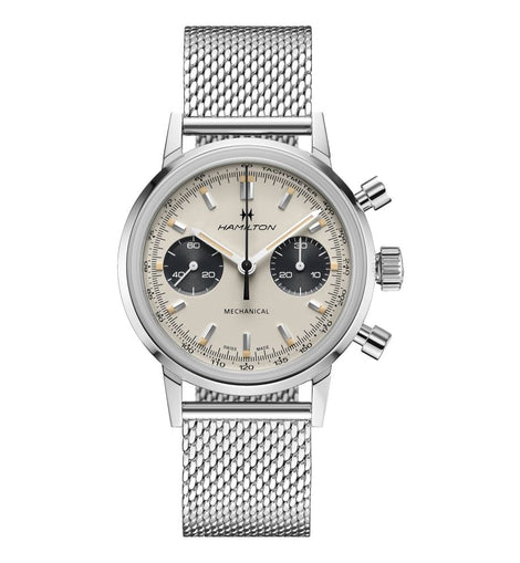 American Classic Intra-Matic Chronograph H White Dial Mesh Bracelet