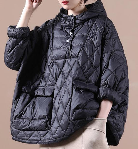 2021 Loose Fitting Winter Puffer Jacket Hooded Black Down Coat-(Clearance, LImited Stock)