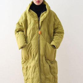 2021 Warm Yellow Down Coat original design literary retro overcoat