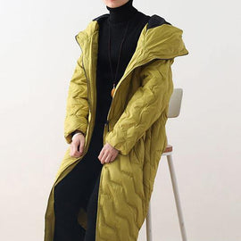 Free Shipping- yellow coat casual hooded women parka overcoat-Limited Stock