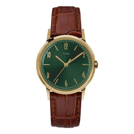 Marlin Hand-Wound 34mm Leather Strap Watch Green Dial