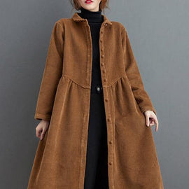 French blackish green corduroy coats Inspiration thick Cinched women coats ( Limited Stock)