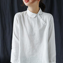 Chic White Clothes Lapel Button Down Spring Blouses