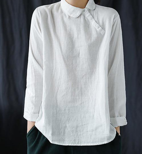 Chic White Clothes Lapel Button Down Spring Blouses