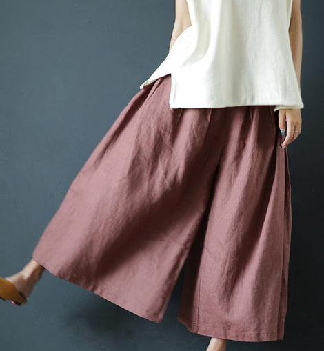 Chunxin original design cotton and linen wide-leg pants