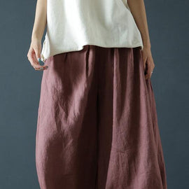 Chunxin original design cotton and linen wide-leg pants