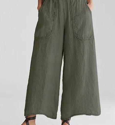 Cotton Linen Loose Wide Leg Casual Pants