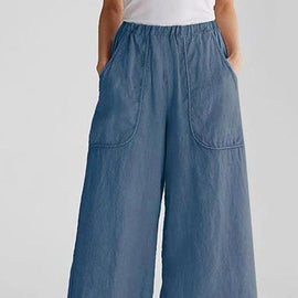 Cotton Linen Loose Wide Leg Casual Pants