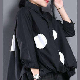 Diy White Dotted Blouses For Women Asymmetric Shirt