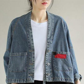 Elegant V Neck Button Down Spring Clothes Fashion Ideas Denim Blue Coats