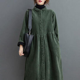 French blackish green corduroy coats Inspiration thick Cinched women coats ( Limited Stock)