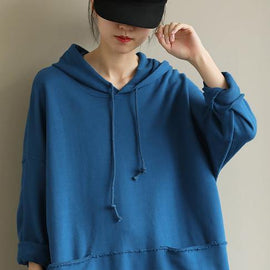 French hooded drawstring fall clothes For Women Fashion Ideas blue blouse