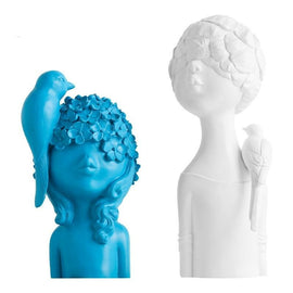 Resin Bird Flower Girl Figurines