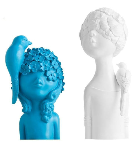 Resin Bird Flower Girl Figurines