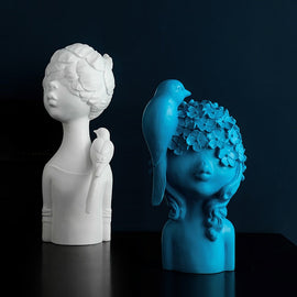 Resin Bird Flower Girl Figurines