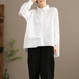 Italian Lapel Button Down Spring Blouse Design Black Shirts