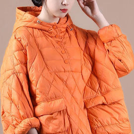 Literary Orange Plus Size Hooded Pullover Short Puffers Jackets(Free Shipping + Limited Stock)