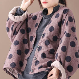 Luxury casual jackets red plaid dotted v neck Button Down women coats