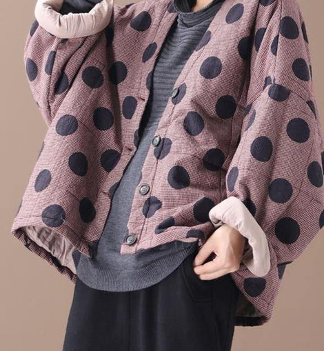 Luxury casual jackets red plaid dotted v neck Button Down women coats