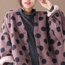 Luxury casual jackets red plaid dotted v neck Button Down women coats