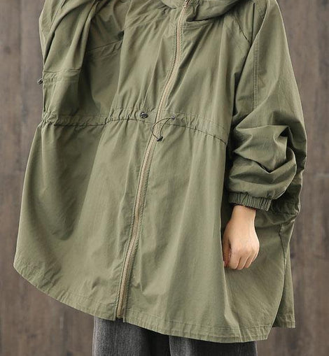 Modern hooded zippered clothes For Women Shape army green Coats Outwear