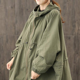 Modern hooded zippered clothes For Women Shape army green Coats Outwear