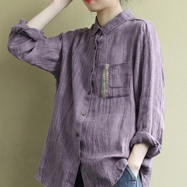 Art Lapel Wrinkled Shirts Inspiration Purple Blouses