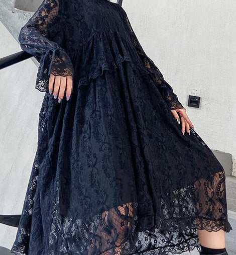 Organic lace Ruffles quilting clothes Photography black Dresses