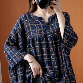 Simple v neck summer shirts Fashion Ideas blue plaid top