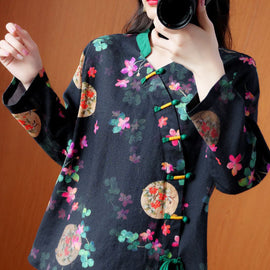 Style Black Asymmetrical Print Blouses Spring