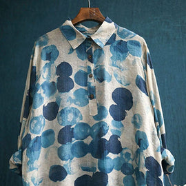 Style PeterPan Collar Button Print Fall Shirt Long sleeve