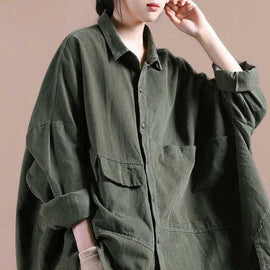 Women Batwing Sleeve Green Coat Fashion Spring Outfit