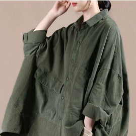 Women Batwing Sleeve Green Coat Fashion Spring Outfit