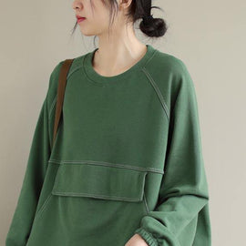 Women O Neck Patchwork Spring Clothes Inspiration Green Shirts