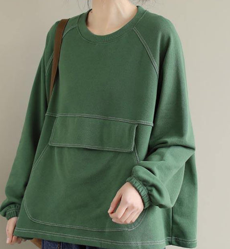 Women O Neck Patchwork Spring Clothes Inspiration Green Shirts