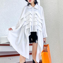 Women white shirts lapel Cinched Dresses tops