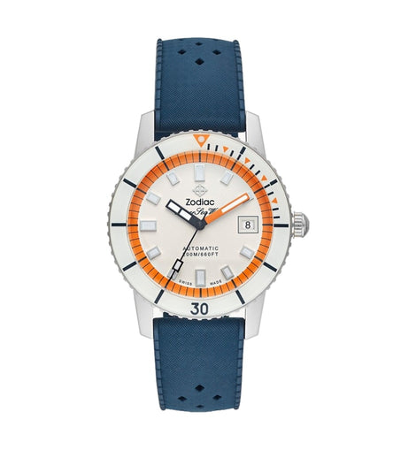 Super Sea Wolf Automatic White Dial Blue Rubber Strap