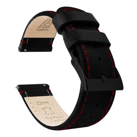 Amazfit Bip | Black Leather & Crimson Red Stitching