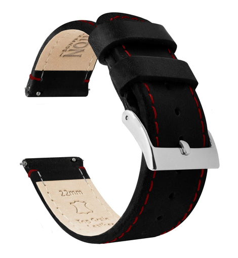 Amazfit Bip | Black Leather & Crimson Red Stitching