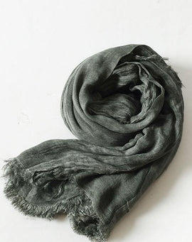 army green Cinched scarf warm vintage cotton linen scarves