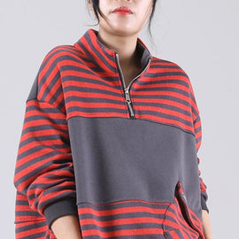 diy Orange Striped Sweatshirts Top Spring