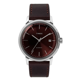 Marlin Automatic 40mm Leather Strap Watch Burgundy Dial