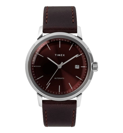 Marlin Automatic 40mm Leather Strap Watch Burgundy Dial