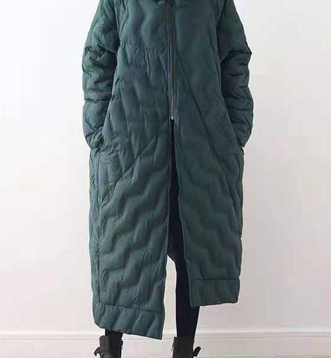 Casual Loose fitting down jacket hooded overcoat asymmetric down coat winter