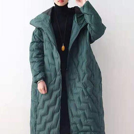 Casual Loose fitting down jacket hooded overcoat asymmetric down coat winter