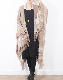 fashion women oversize tassel scarf knitting small fresh cloak sacarfes