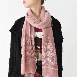 New Orange Pink Cute Rectangle Scarves Women Casual Warm Embroidery Scarf