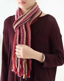 red winter women warm scarf National style knit scarves