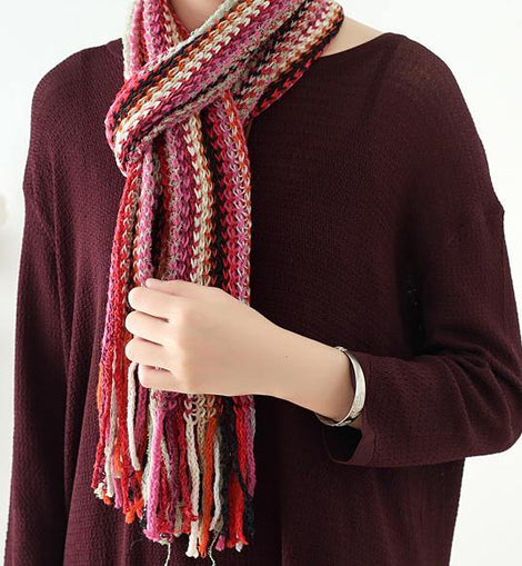 red winter women warm scarf National style knit scarves