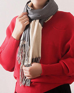 warm women tassel gray scarves small fresh imitation cashmere scarf